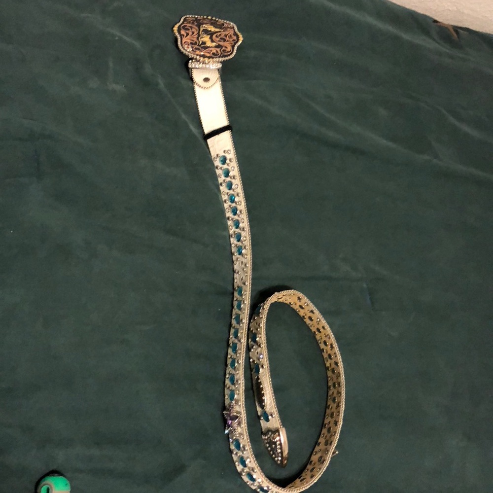 White and blue bling belt